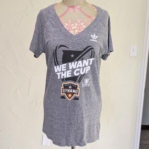 Houston Dynamo Women's V Neck Gray T Shirt XL
